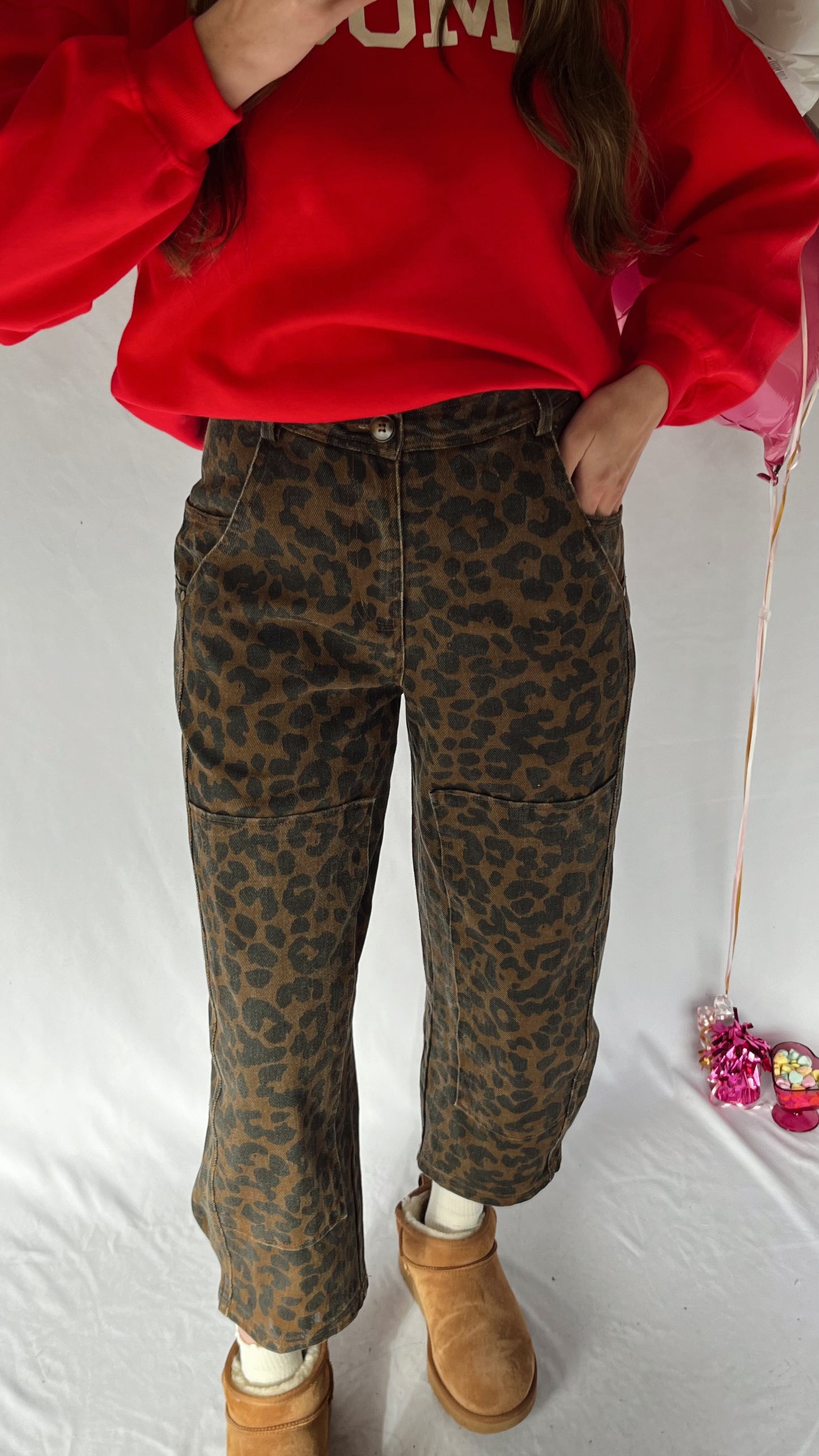 Leopard Barrel Jeans / Mocha