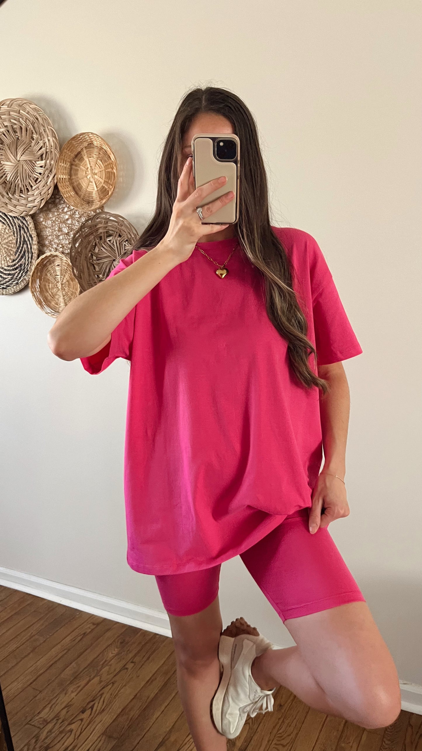 Essential Biker Shorts Set / Hot Pink