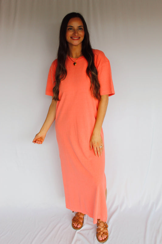 Easy Breezy T-shirt Maxi Dress / Coral