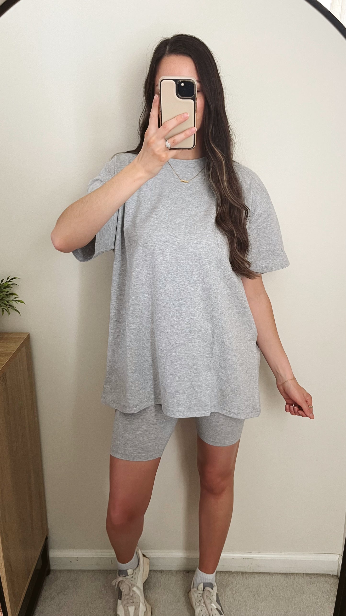 Essential Biker Shorts Set / Heather Grey