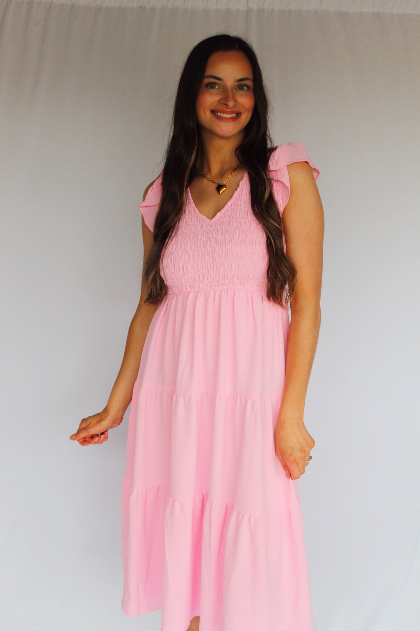 Pink Blossom Midi Dress