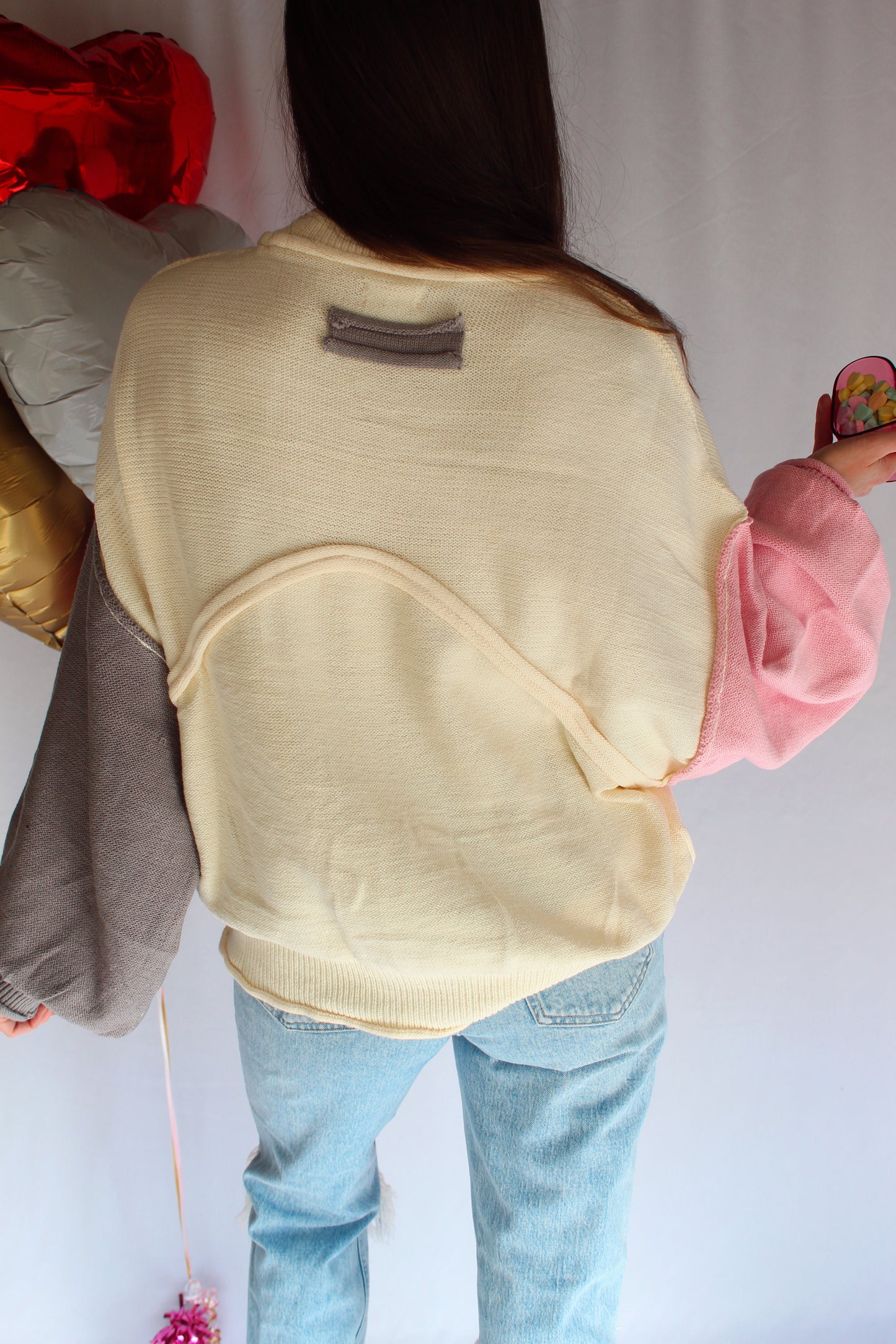 The Adele Sweater / Pink & Gray