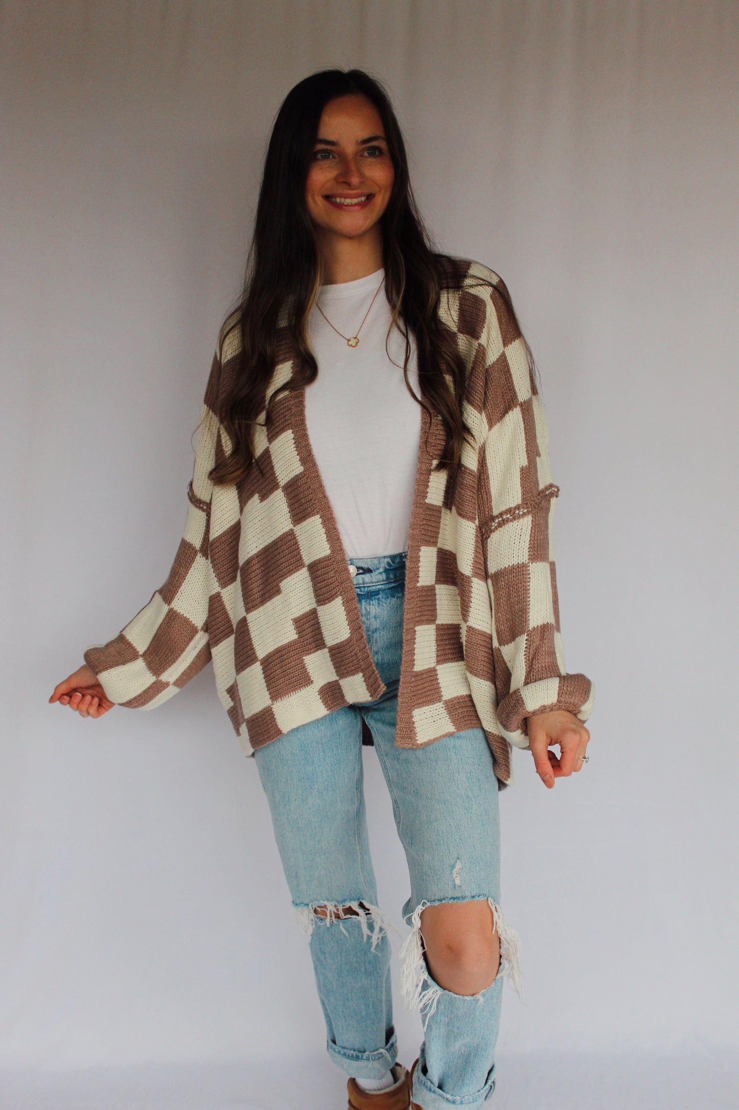 Checkmate Cardigan / Mocha