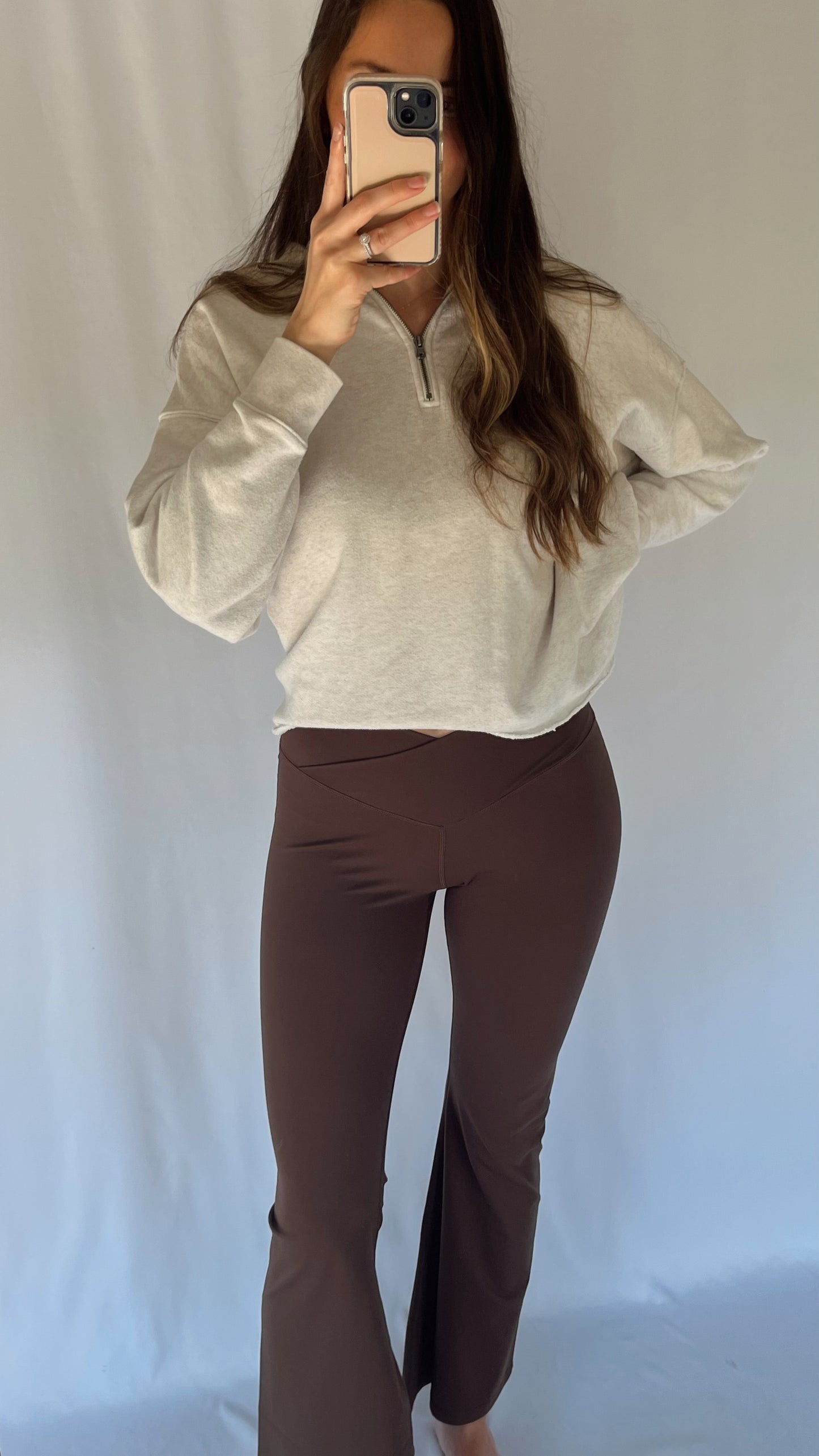 Crossover Flare Leggings / Brown