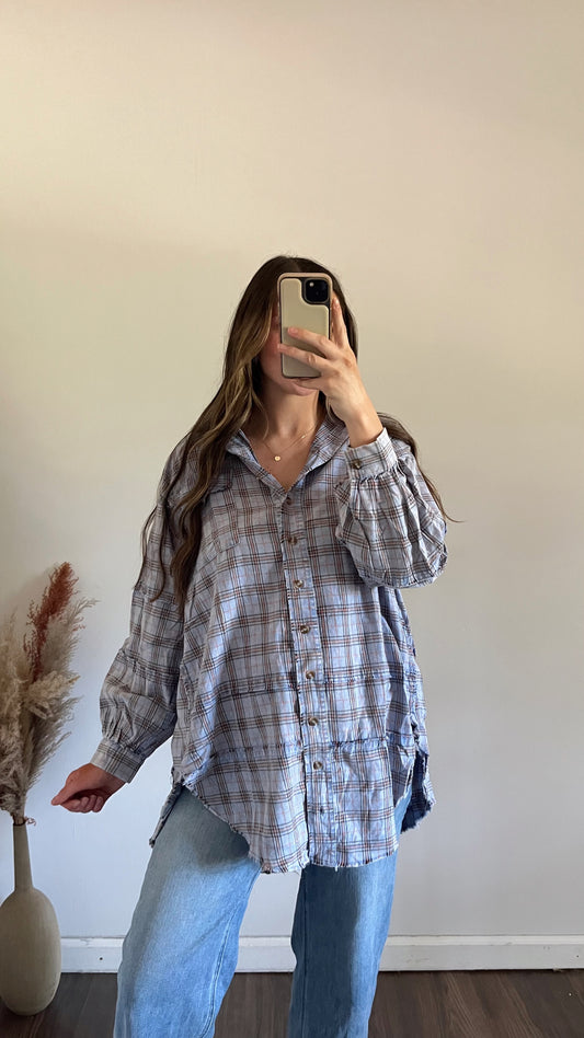Callie Plaid Tunic / Peri Blue