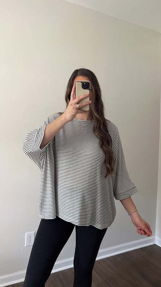 Easy Days Striped Oversized Tee