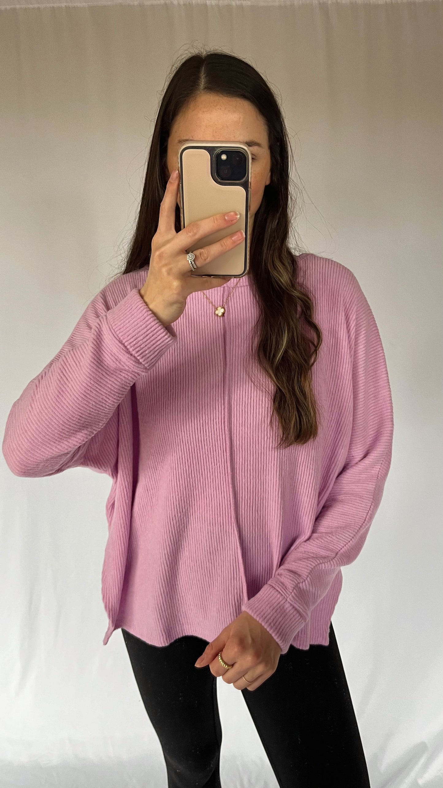 Comfy Ribbed Sweater Top / Mauve / DOORBUSTER!