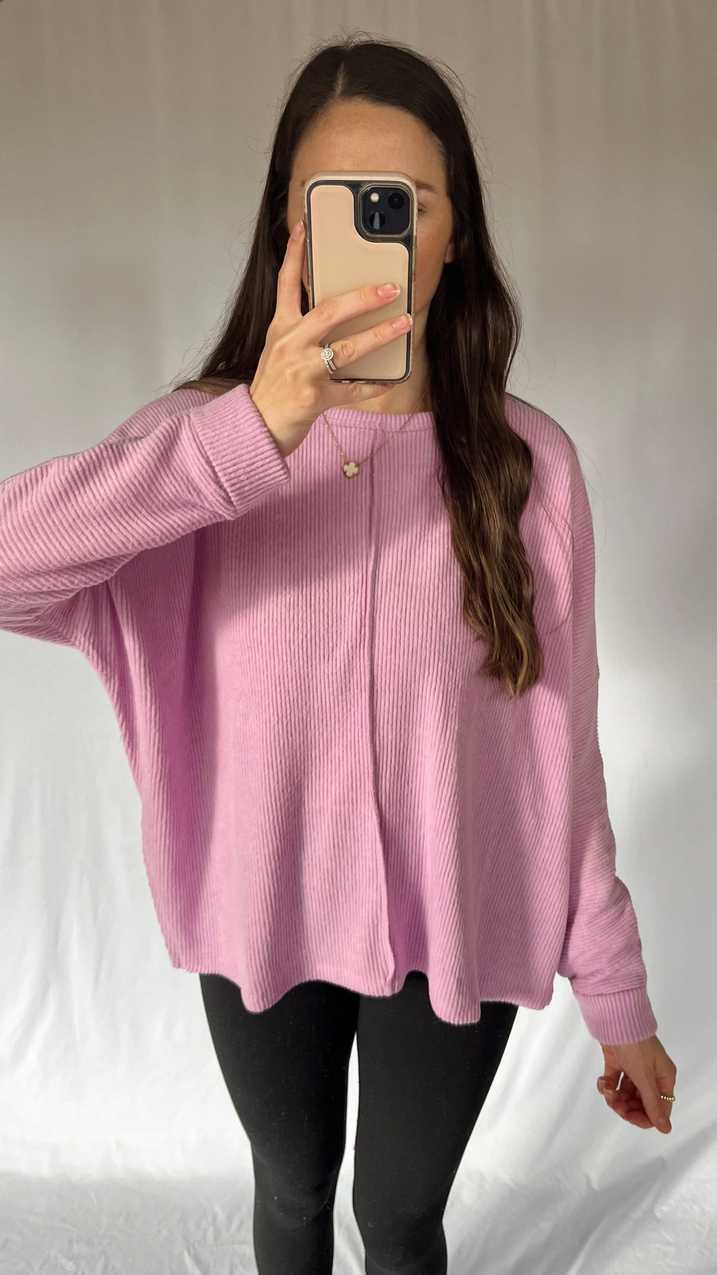 Comfy Ribbed Sweater Top / Mauve / DOORBUSTER!