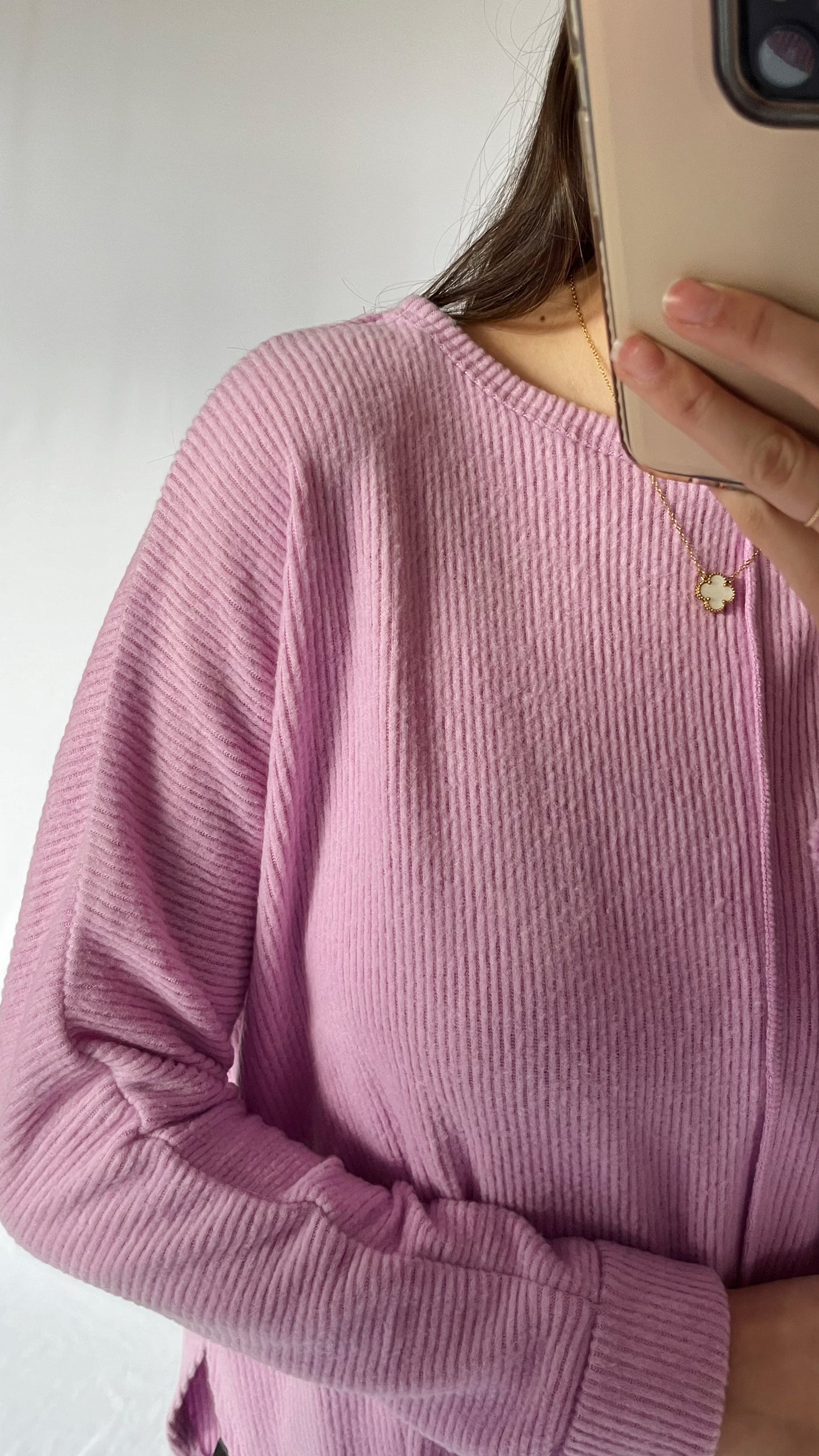 Comfy Ribbed Sweater Top / Mauve / DOORBUSTER!