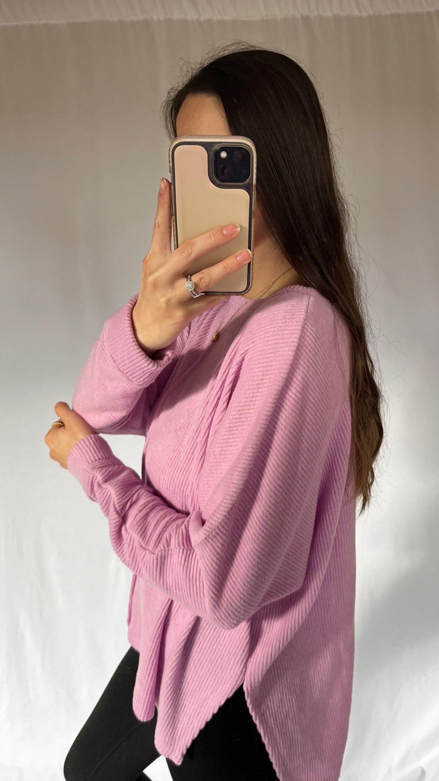 Comfy Ribbed Sweater Top / Mauve / DOORBUSTER!