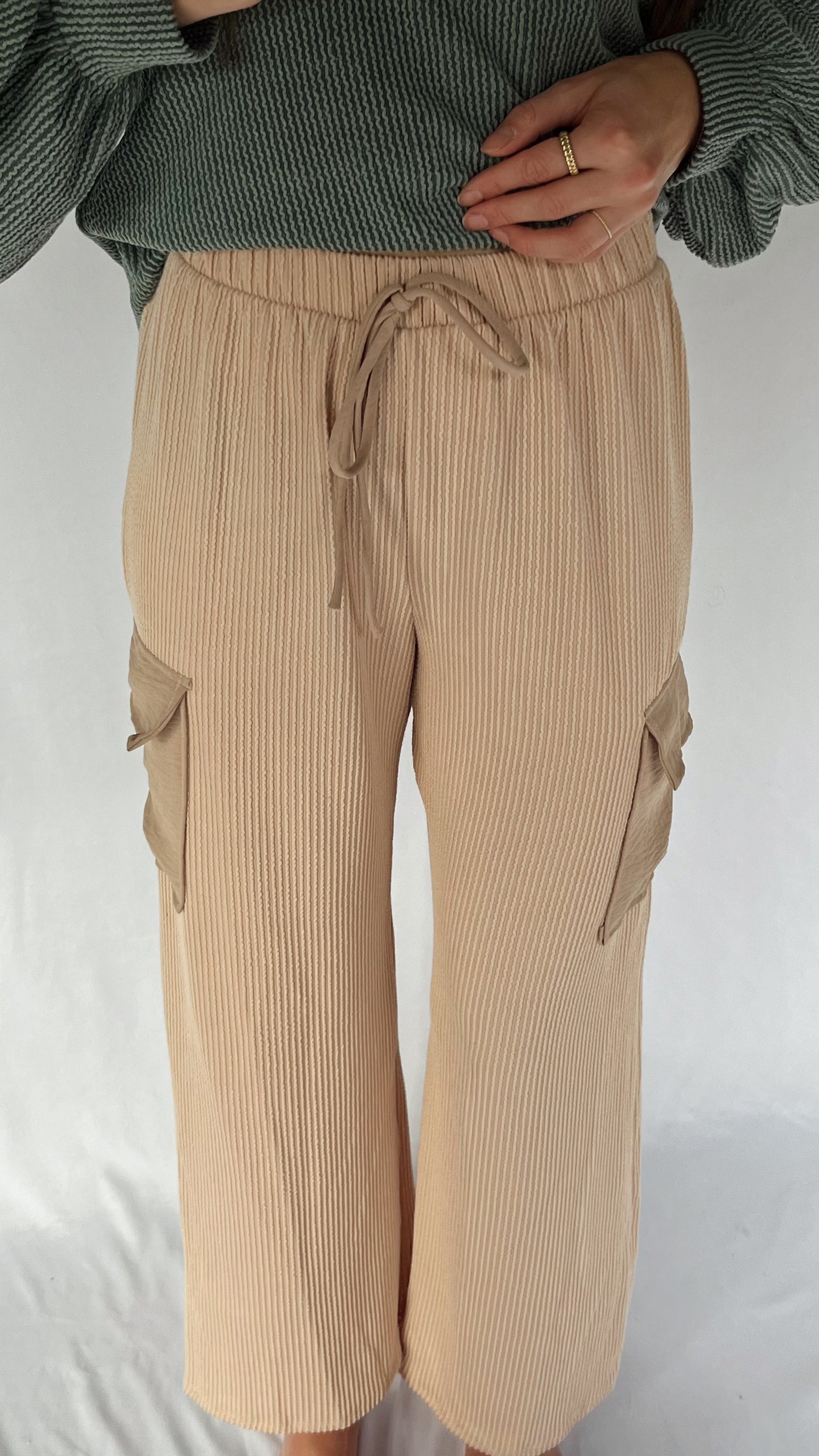 Ribbed Cargo Lounge Pants / Taupe / DOORBUSTER!