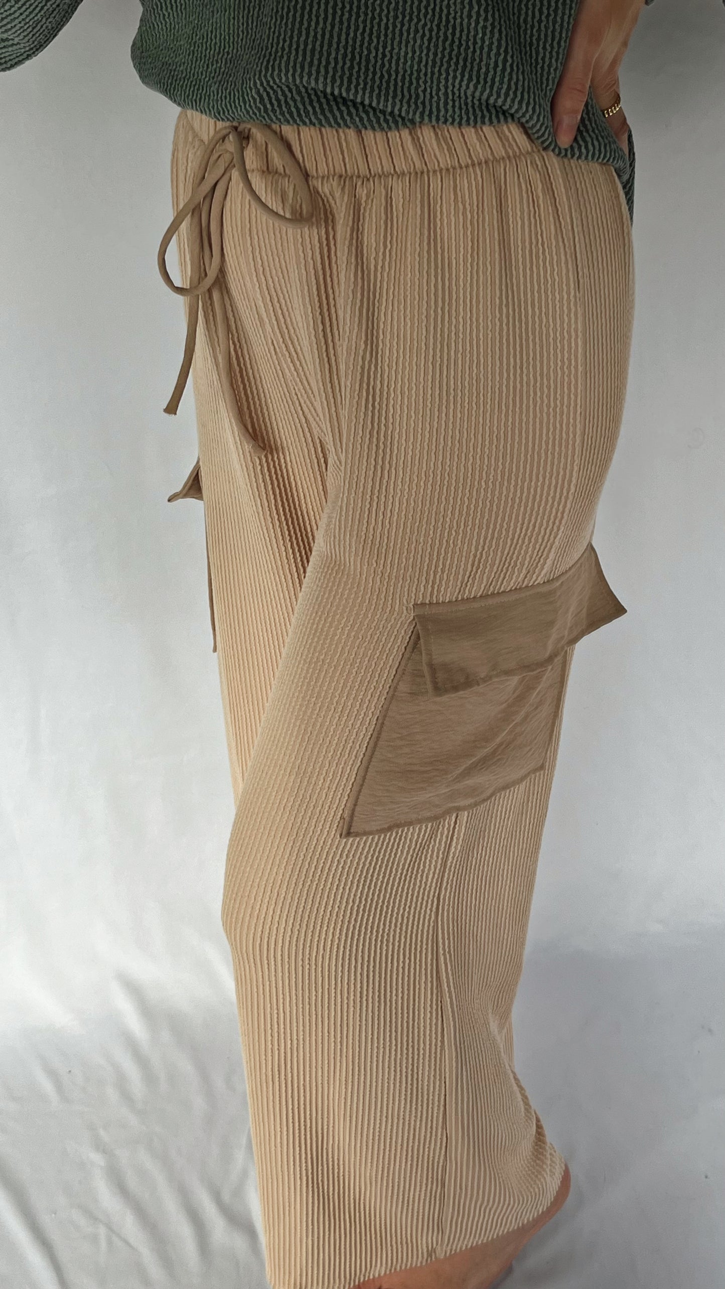 Ribbed Cargo Lounge Pants / Taupe / DOORBUSTER!