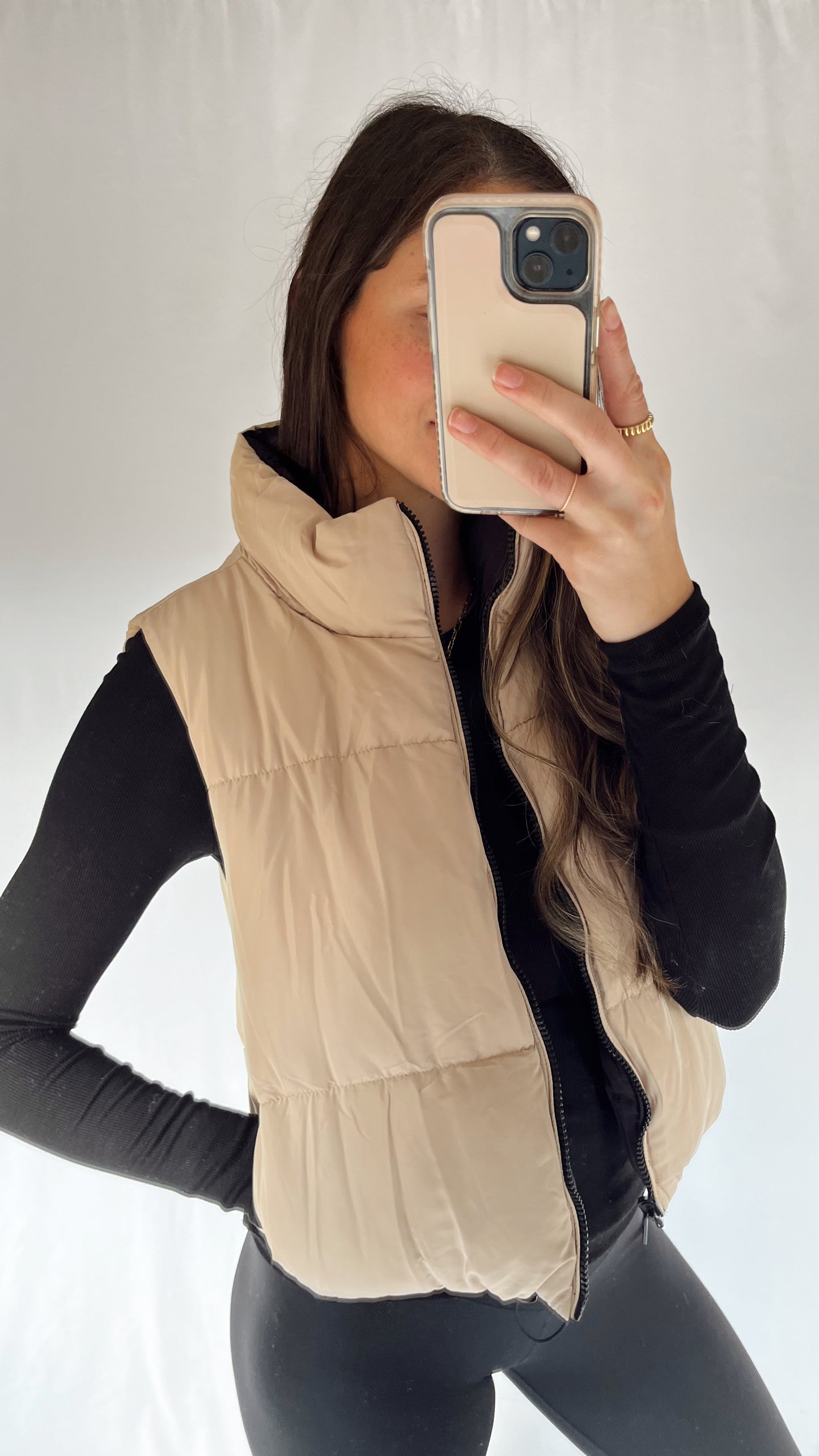 Reversible Puffer Vest / Black + Tan / DOORBUSTER!