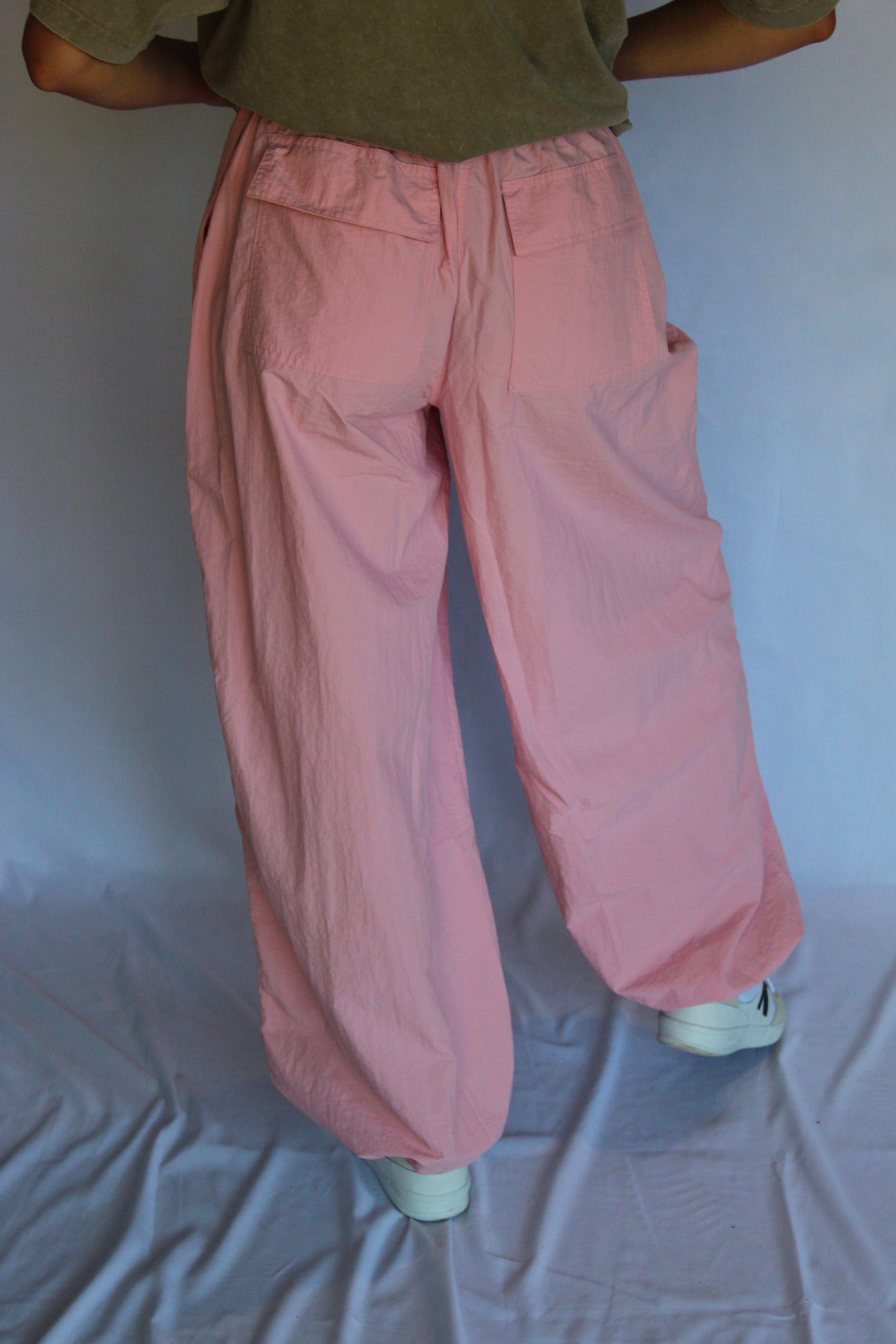 High Waisted Pink Parachute Pants