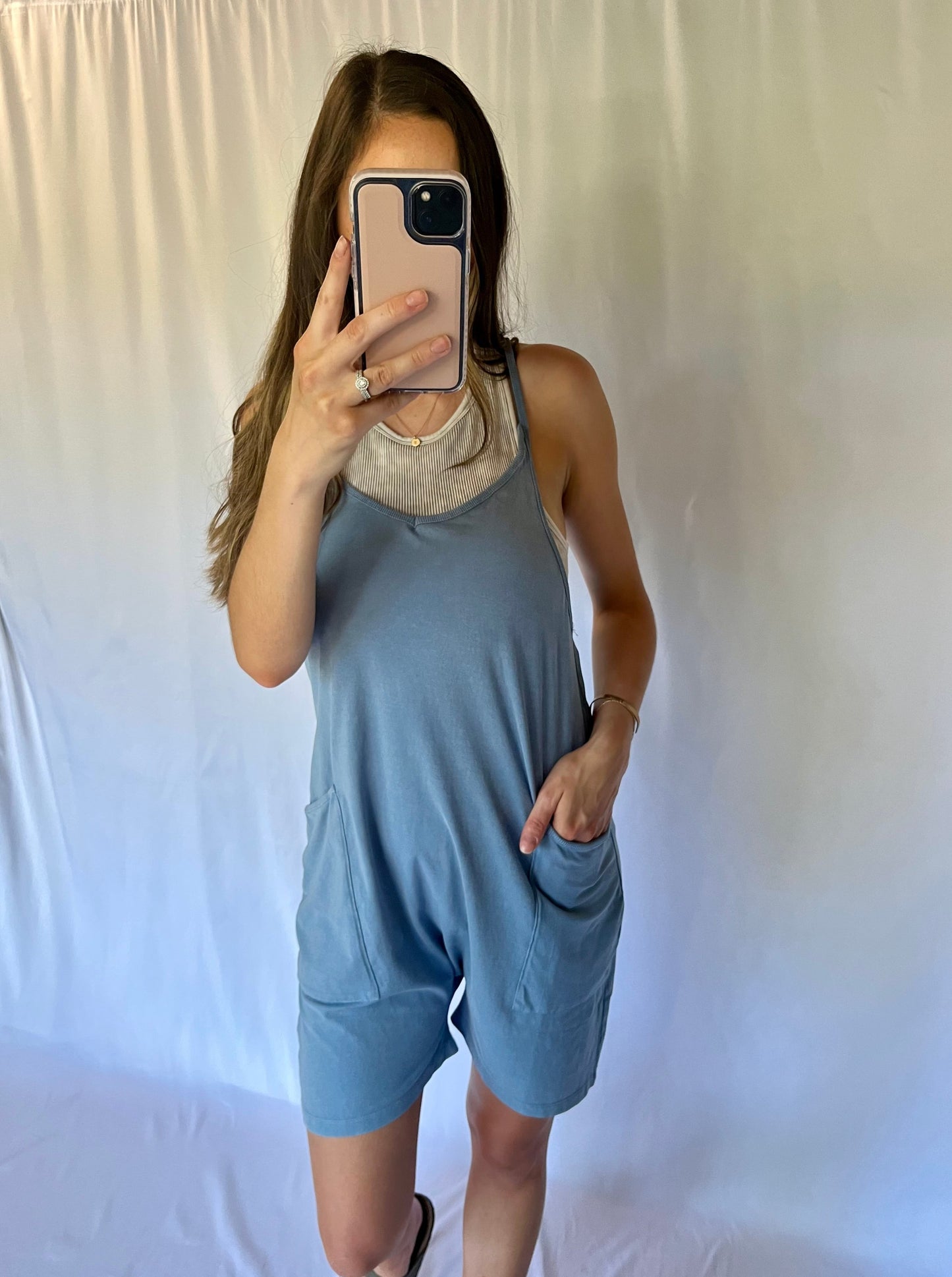 Mineral Washed Loose Fit Romper