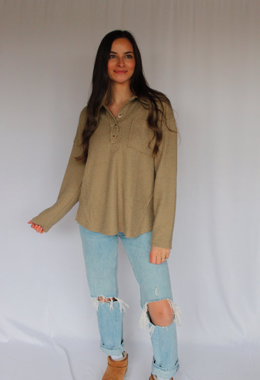 The Olive Button Down Top