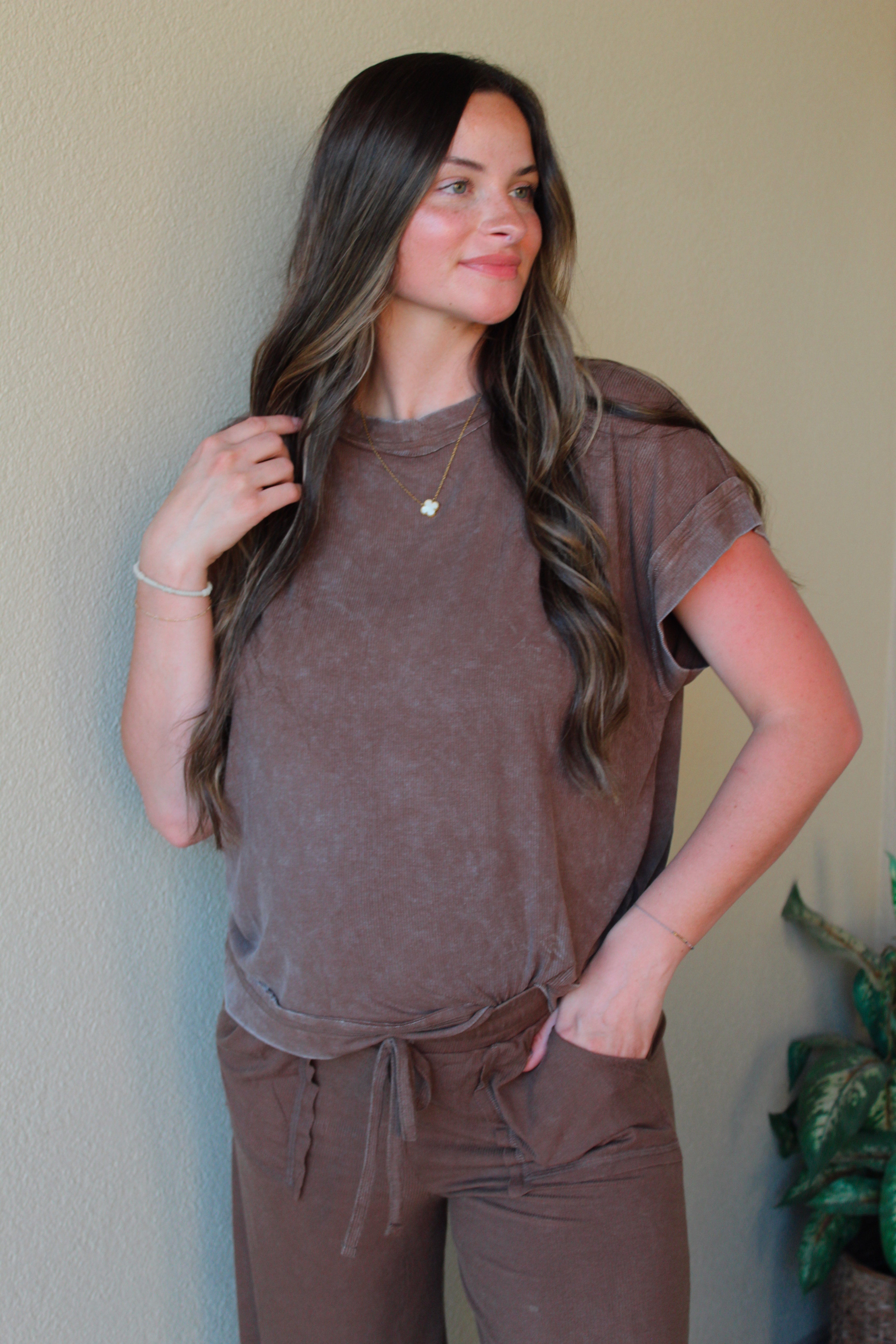 Ribbed Lounge Set / Brown – Liza Co Boutique