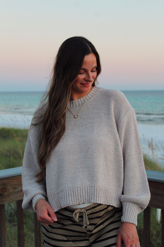 Balloon Sleeve Knit Sweater / Bone