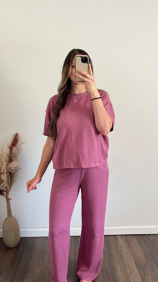 Berry Ribbed Knit Set