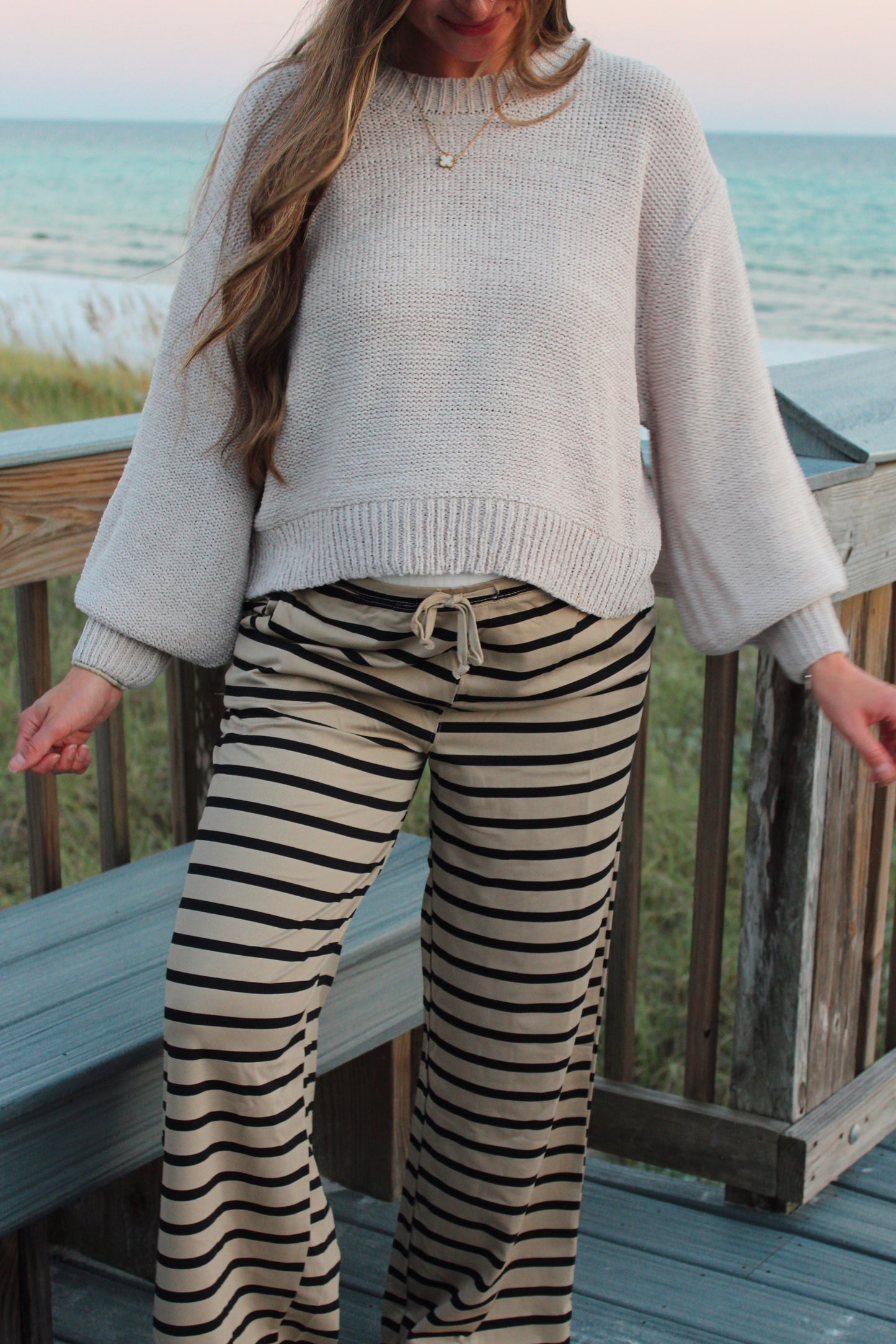 Balloon Sleeve Knit Sweater / Bone